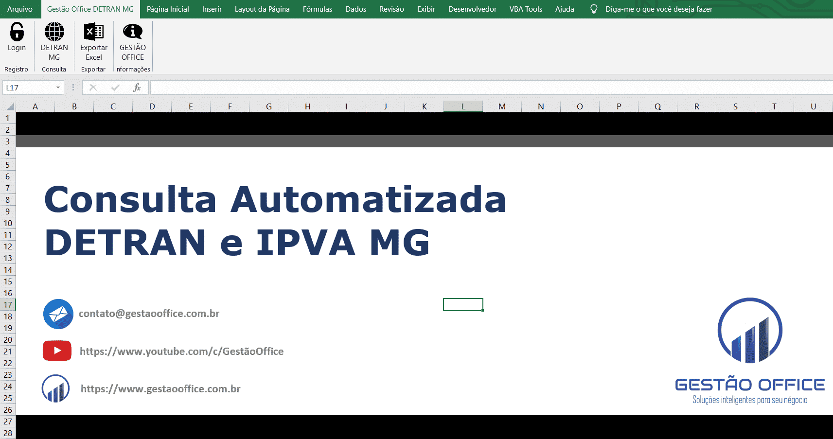 Planilha de consulta DETRAN e IPVA MG Gestão Office VBA