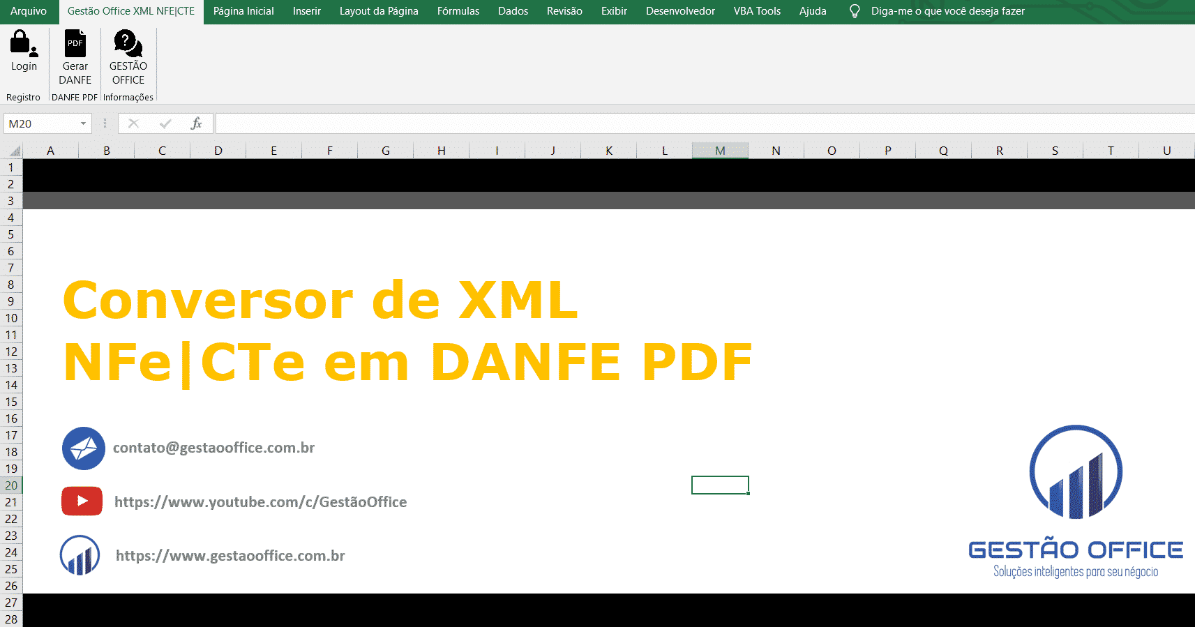 Planilha de Conversão XML NFe e CTe em DANFE PDF Gestão Office VBA
