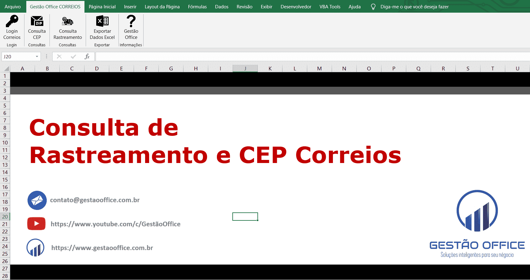 Planilha De Consulta Correios Rastreamento E CEP – Gestão Office VBA